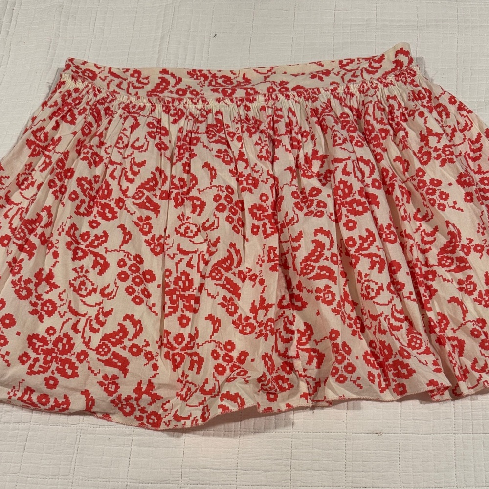 Floral Red and Cream Women's Skirt